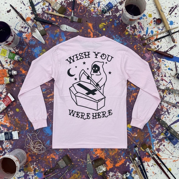 Spencer’s Wish You Were Here Graphic LS Pink Regular - Picture 1 of 8